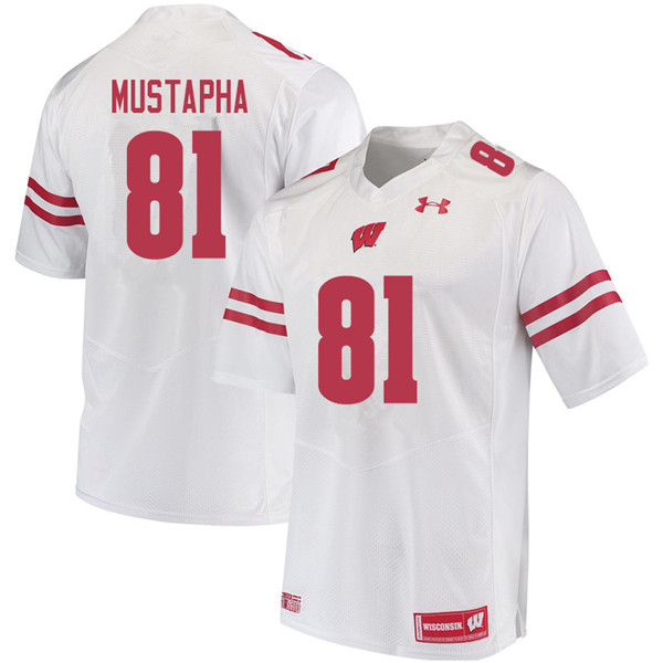 Wisconsin Badgers Men's #81 Taj Mustapha NCAA Under Armour Authentic White College Stitched Football Jersey UW40Z15QR